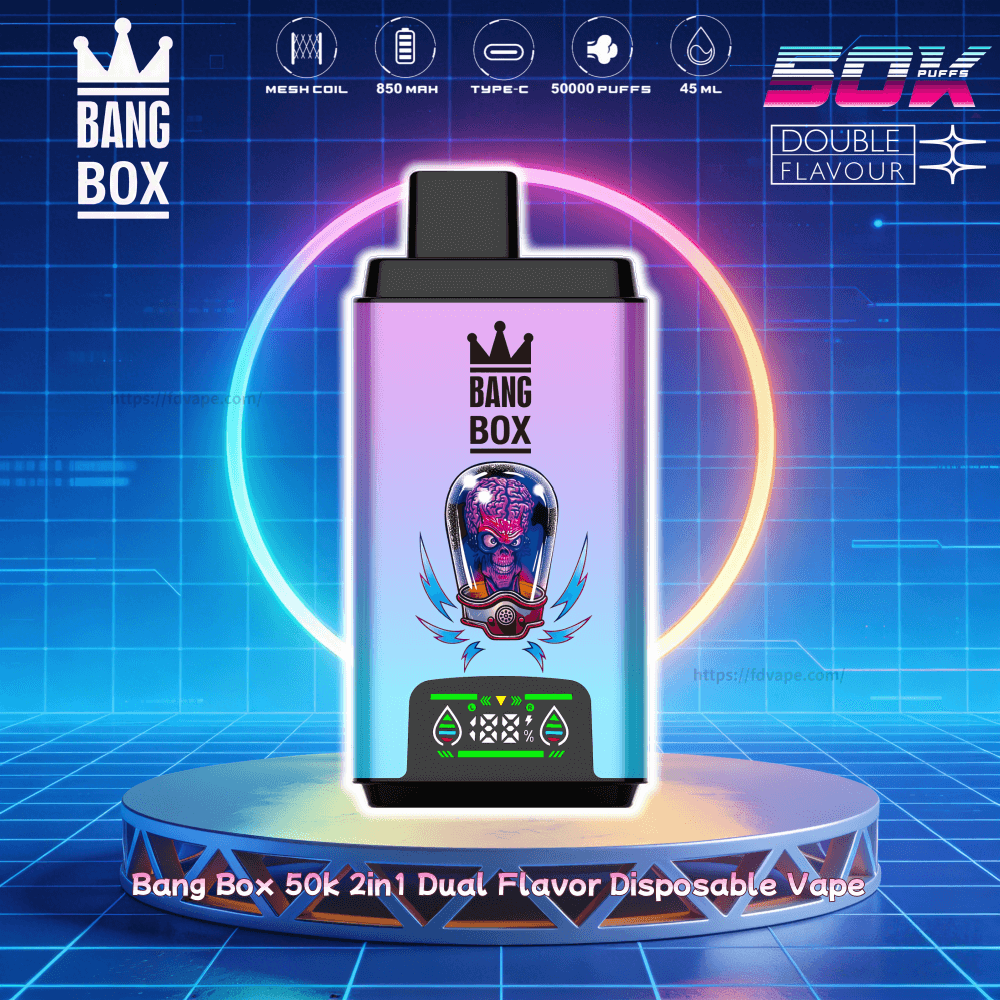 2 in 1 vape disposable Bang Box 50000 50K Puffs Dual Flavor Pod 0% 2% 3% 5% Nicotines 12Tastes Smart screen Vape Factory Direct 6000 puffs flavours Flavour:Peach Ice raz vape stickers Raz