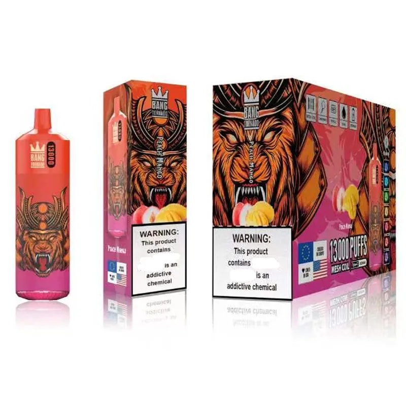 Bang Tornado 13k Puffs is a rechargeable disposable pod available in 0% 2%  3% 5% nicotine options