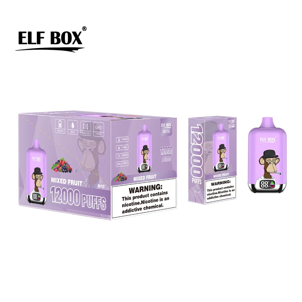 elf bar vape 12000 puffs ELF Box Digital 12000 Puffs Disposable Vape 0% 2% 3% 5% Nicotine 12 Tastes  Rechargeable LED display Factory Direct
