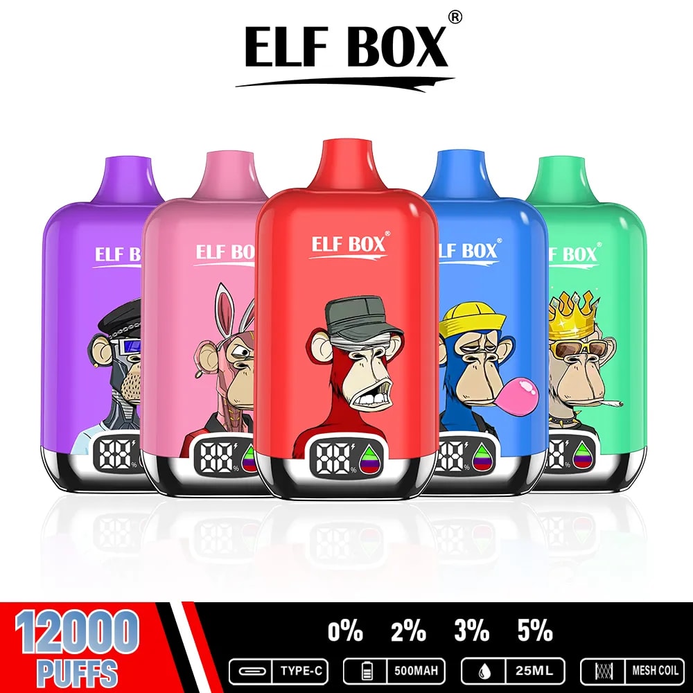 elfbar elfa kaufen ELF box digital 12000 puffs 0% 2% 3% 5% Nicotine LED display Disposable e-cigarettes main image 0
