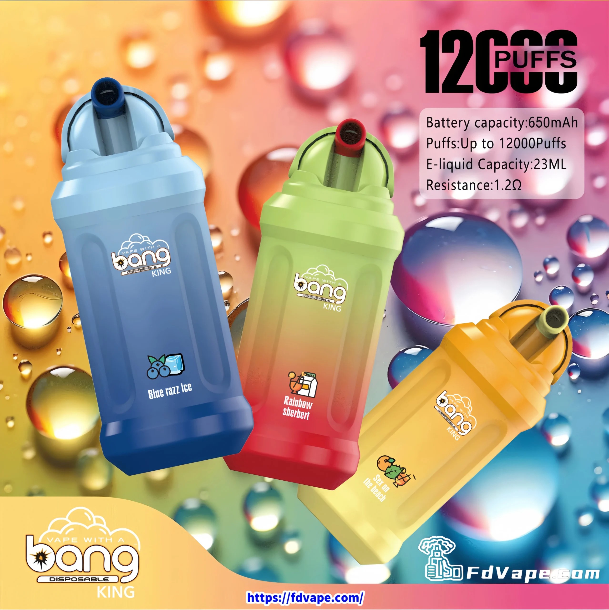 Bang King 12000 12k puffs Disposable Vape 0% 2% 3% 5% Nicotine 20 Tastes  Rechargeable Factory Direct