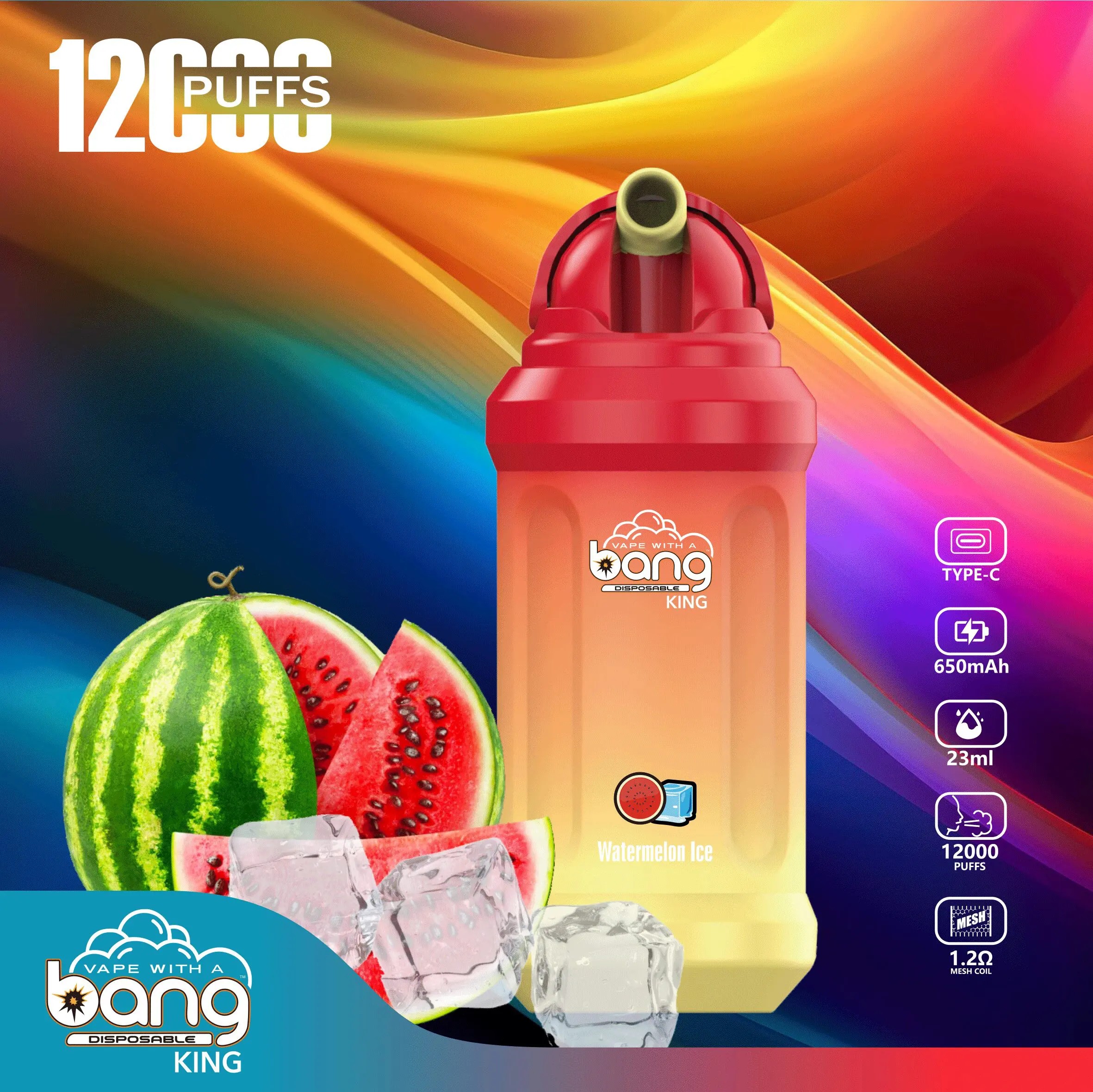 Bang King 12000 12k puffs Disposable Vape 0% 2% 3% 5% Nicotine 20 Tastes  Rechargeable Factory Direct