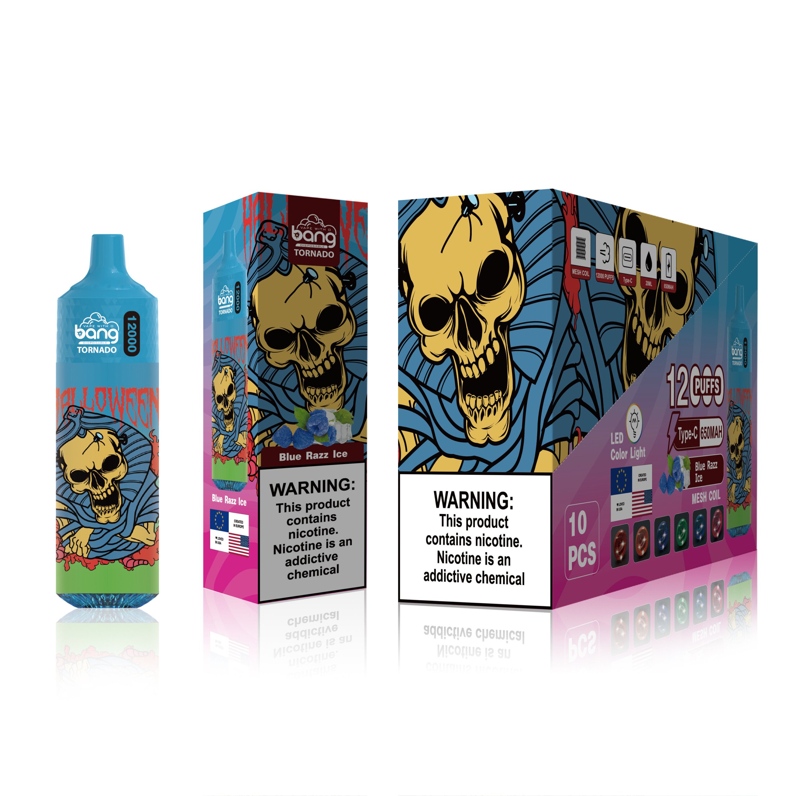 Bang Tornado 12000 12k Puffs Einweg-Vape 0% 2% 3% 5% Nikotin 12  Geschmacksrichtungen Wiederaufladbar Direkt ab Werk
