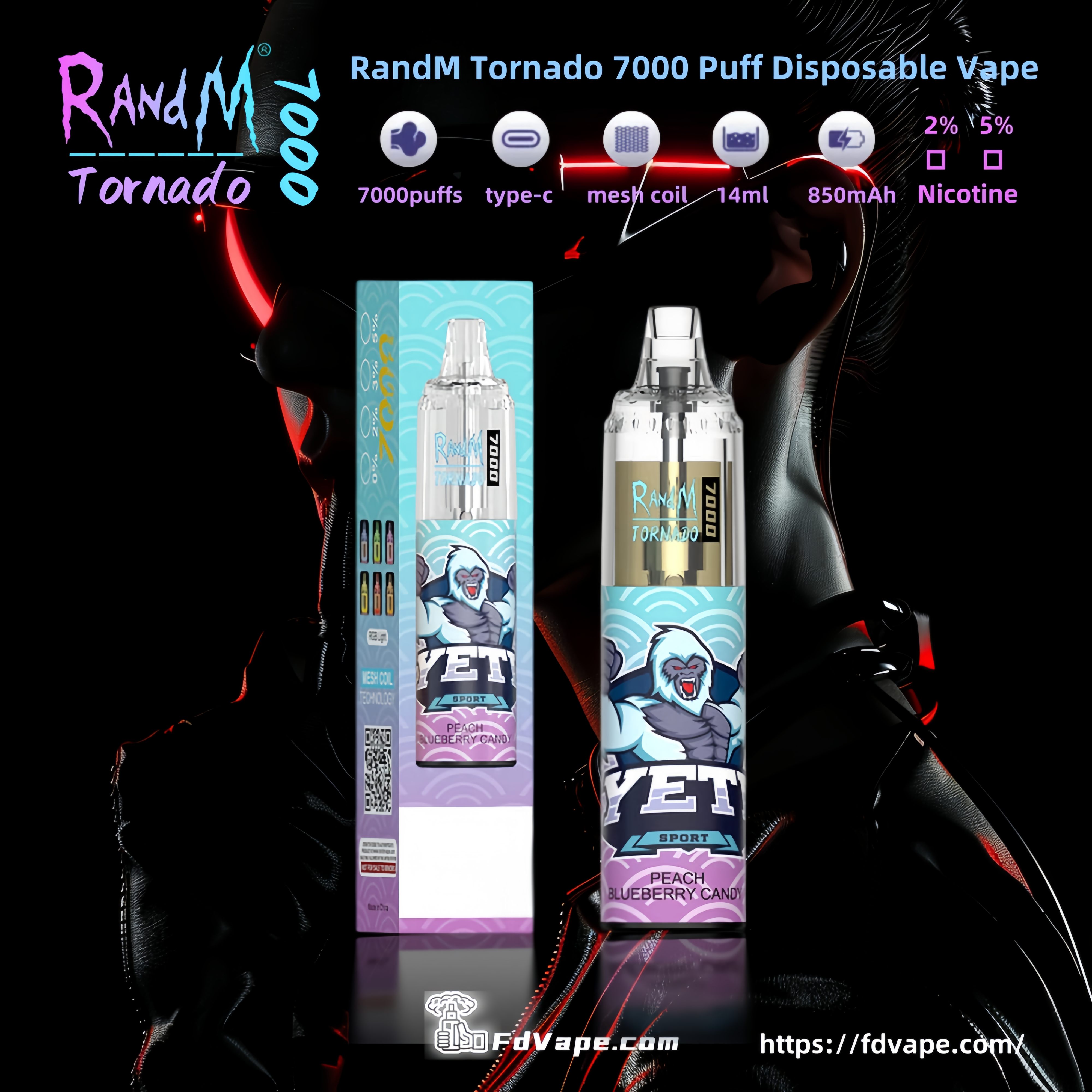 RandM Tornado 7000 7k Puffs Disposable Vape 2% 5% Nicotine 50+Tastes Rechargeable Factory Direct - FDVAPE RandM Tornado 7000 7k Puffs Disposable Vape 2% 5% Nicotine 50+Tastes Rechargeable Factory Direct - FDVAPE