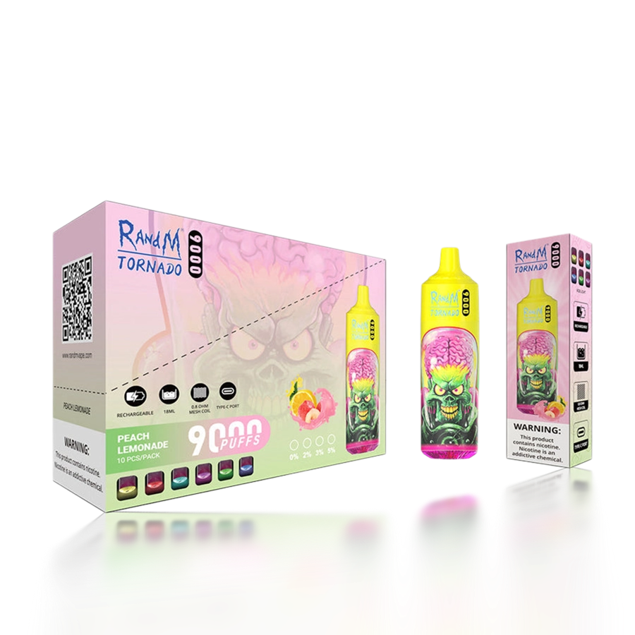 RandM Tornado 9000 9k Puffs Disposable Vape 2% 5% Nicotine 43 Tastes  Rechargeable Factory Direct - FDVAPE