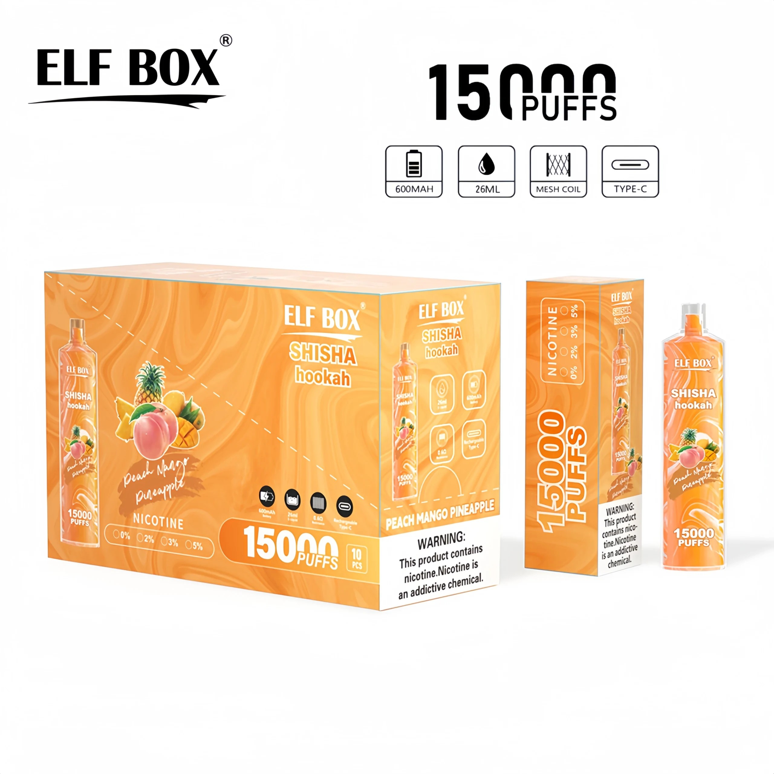 15000 puffs to cigarettes ELF BOX LS 15000 15k Puffs Disposable Vape Many Nicotine Tastes  Rechargeable E Cigarette Wholesale