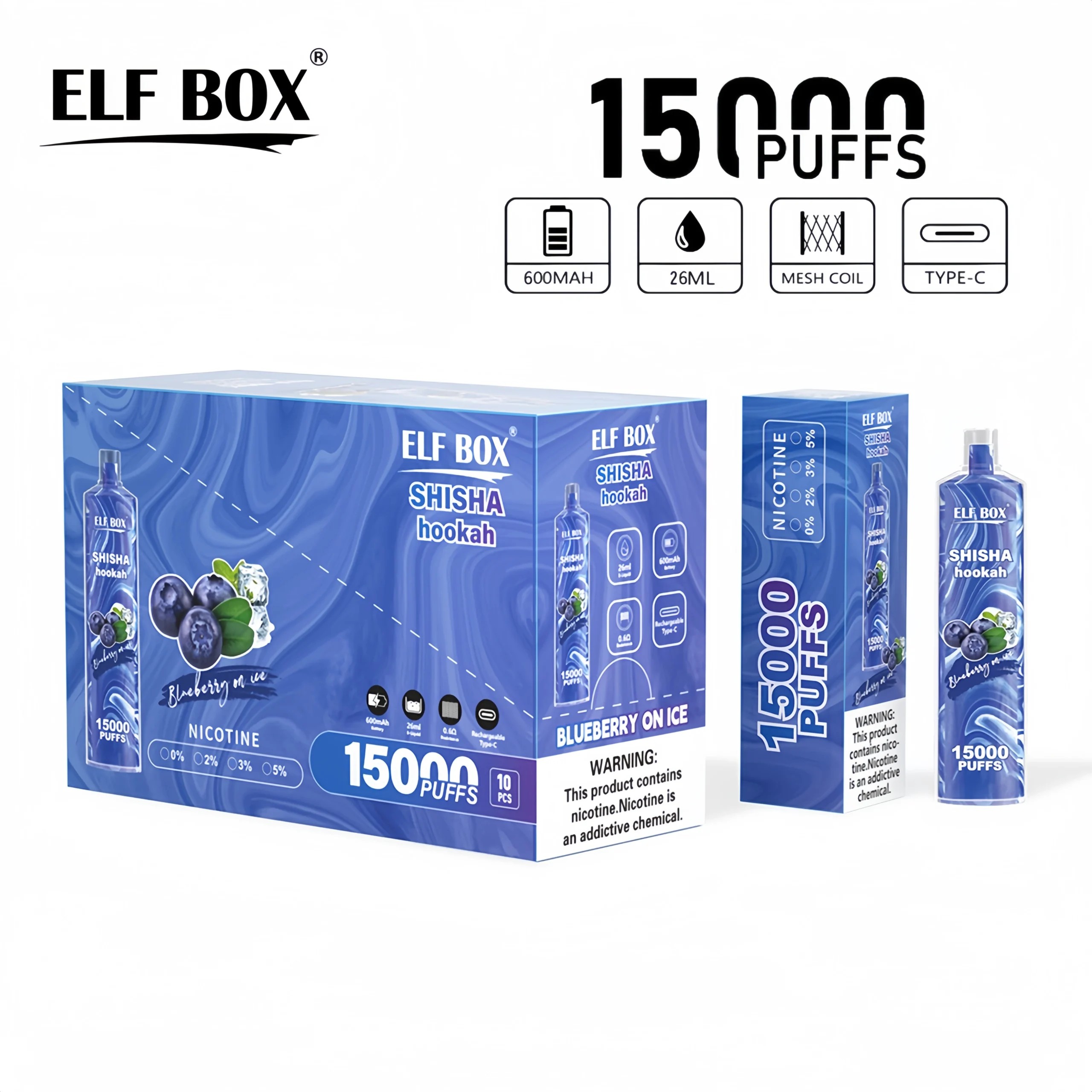 ELF BOX LS 15000 15k Puffs Disposable Vape Many Nicotine Tastes  Rechargeable E Cigarette Wholesale