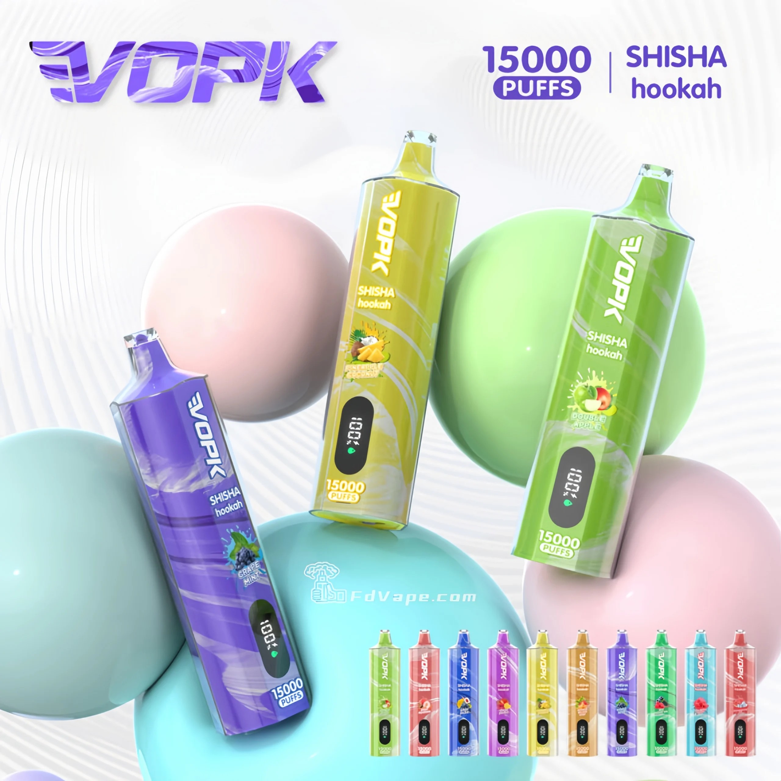 VOPK Shisha Hookah 15000 15k Puffs Disposable Vape 0% 2% 3% 5% Nicotine  10Tastes LED Display Factory Direct - FDVAPE