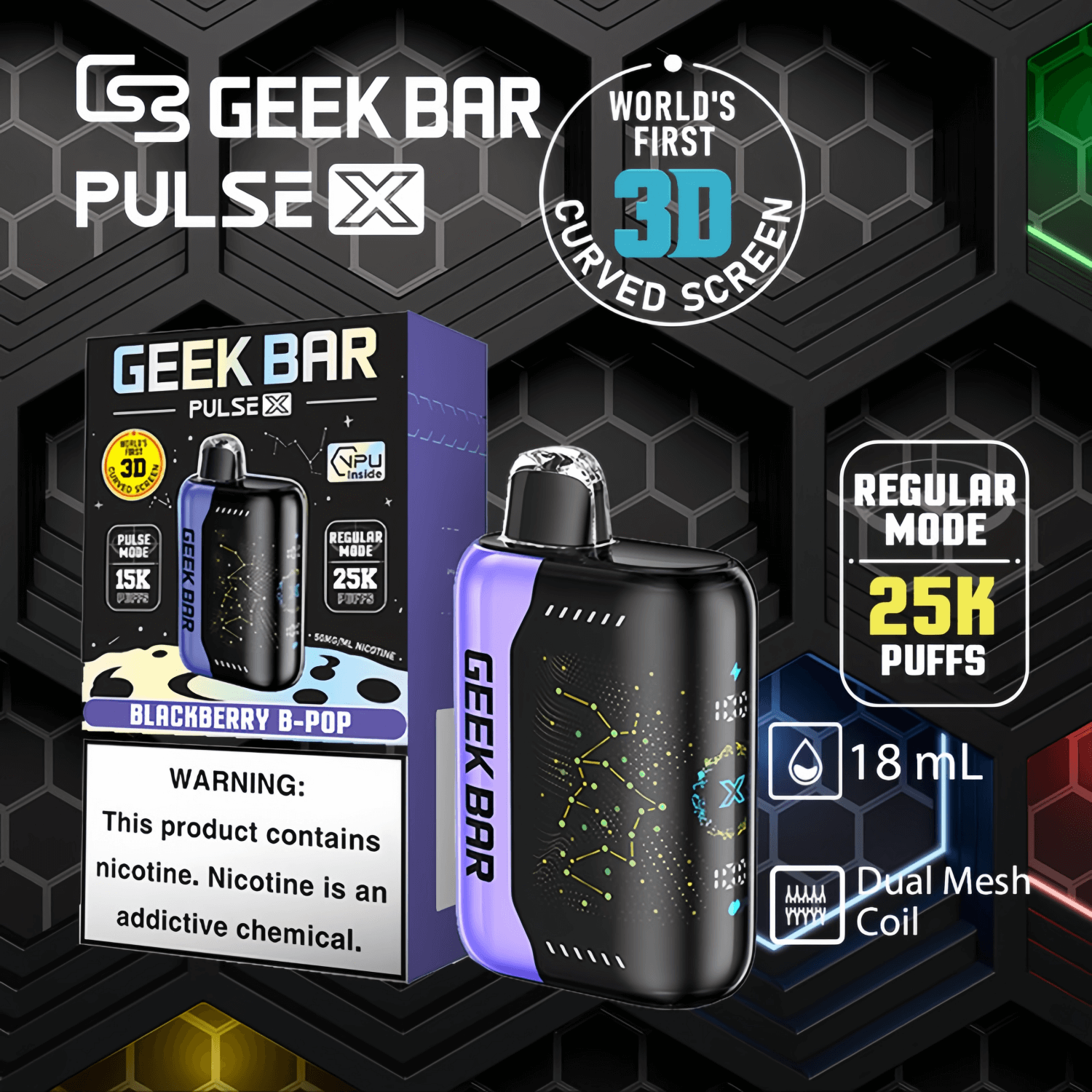geek bar 25000 vape flavors GEEK BAR Pulse X 25k 25000 Puffs Disposable Vape Pen 5% Nicotine 15Tastes  Gypsophila LCD Display Factory Direct