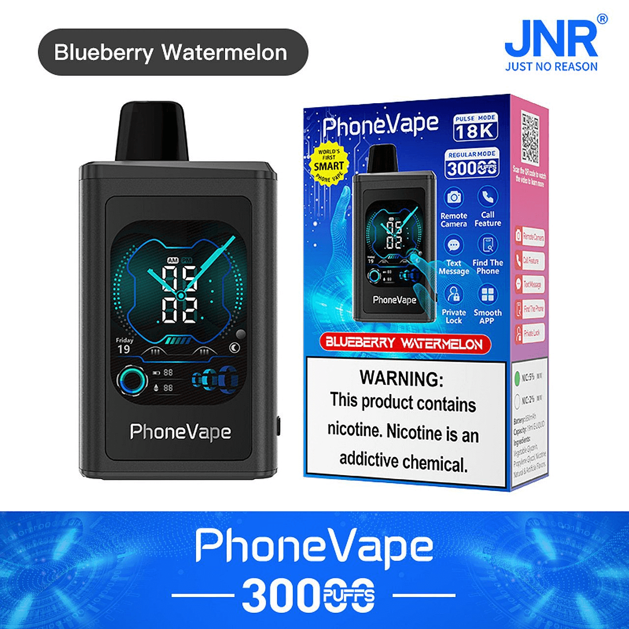 JNR Phone Vape 30000 30K Puffs Disposable Vape pen 2% Nicotine 10Tastes  Latest Smart Factory Direct - FDVAPE