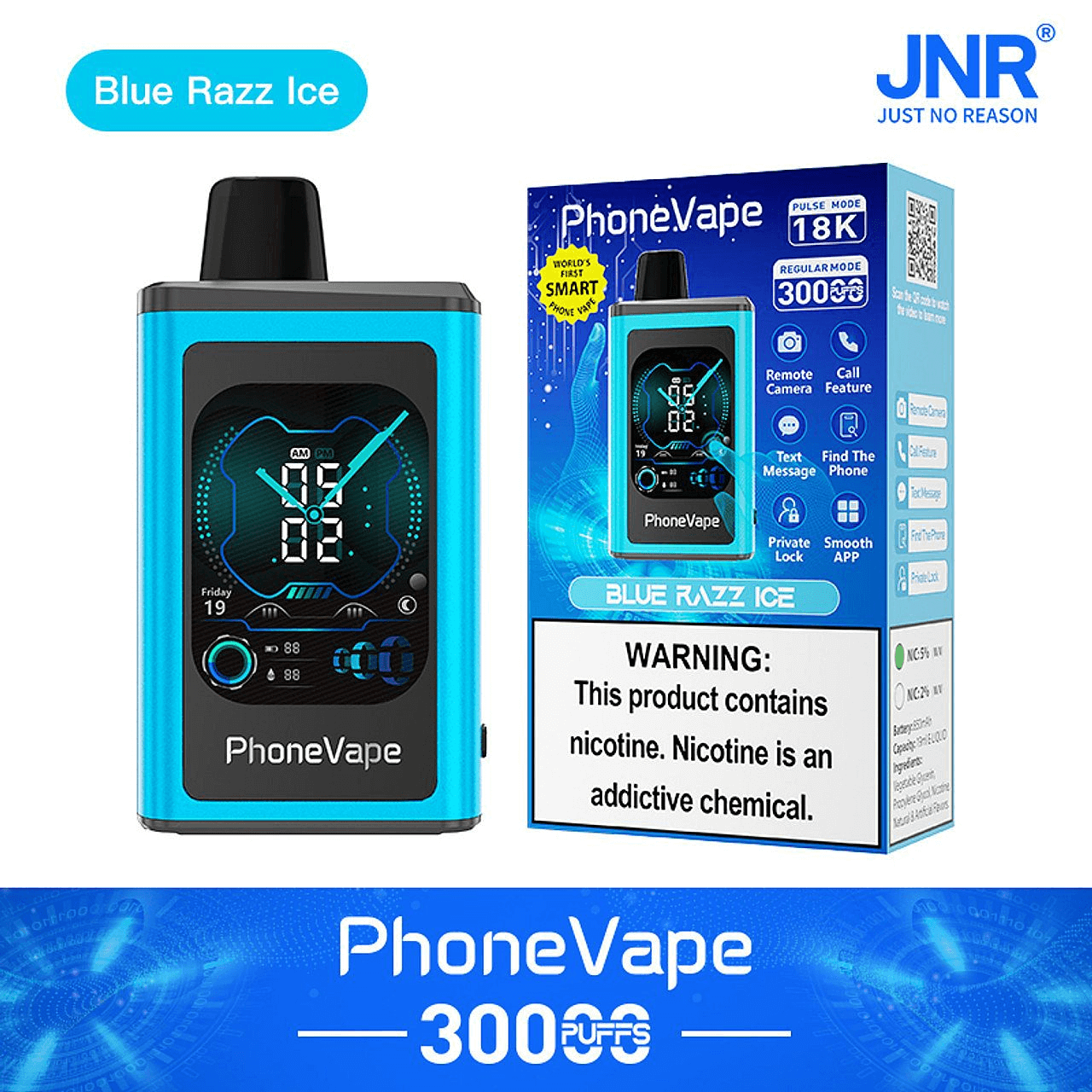 smart vape jnr JNR Phone Vape 30000 Puffs | 2% nicotine, 19mL, touchscreen, airflow  control, smart main image 0