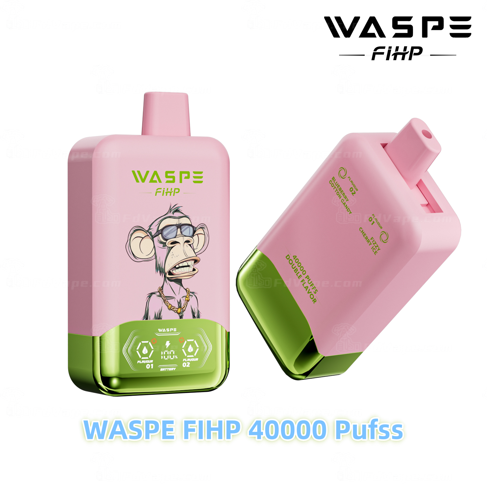 waspe vape WASPE FIHP 40000 40K Puffs Double Flavor Disposable Vape pen 2% 5% Nicotine  16Tastes LCD Display Factory Direct