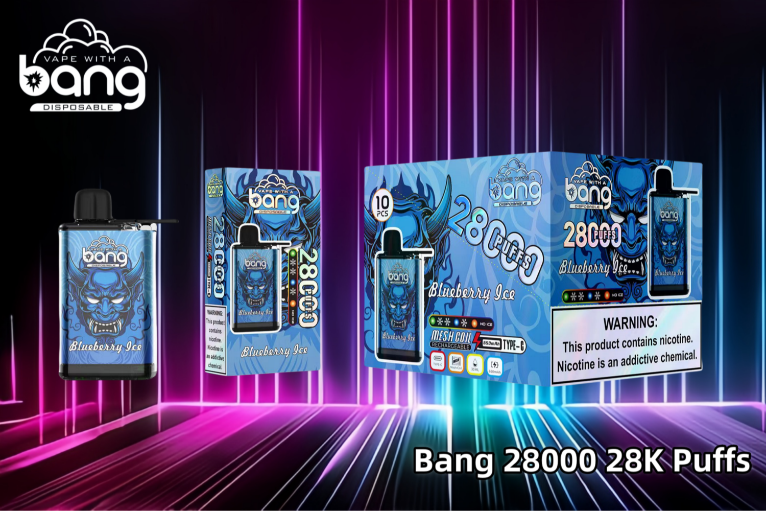 Bang 28000 28K Puffs Adjustable Ice Level Disposable Vape 0% 2% 3% 5%  Nicotine 12Tastes Cool Customization at Its Finest Factory Direct