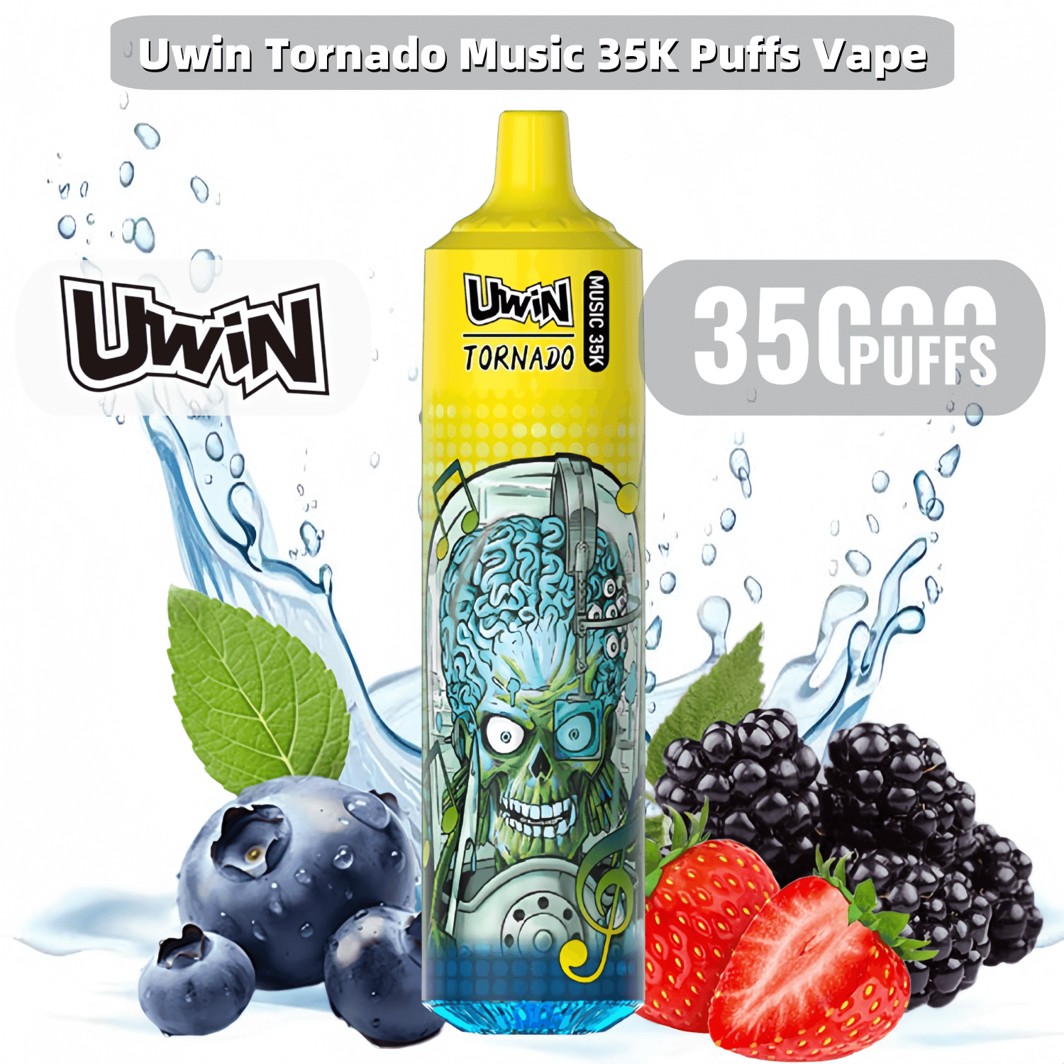 Uwin Tornado 35 000 bouffées, vape jetable musicale (0%, 2%, 3%, 5%),  nicotine, 12 saveurs, lumières LED synchronisées avec la musique, vente  directe d'usine