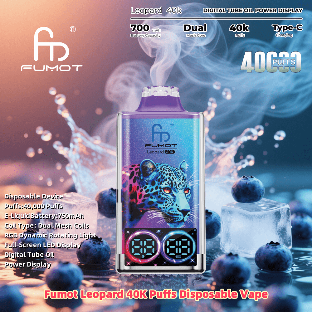 Fumot Leopard 40000 40K Puffs Disposable Vape Dual Mesh Coil 2% 3% 5%  Nicotine 16Tastes RGB LED Lndicator Factory Direct - FDVAPE