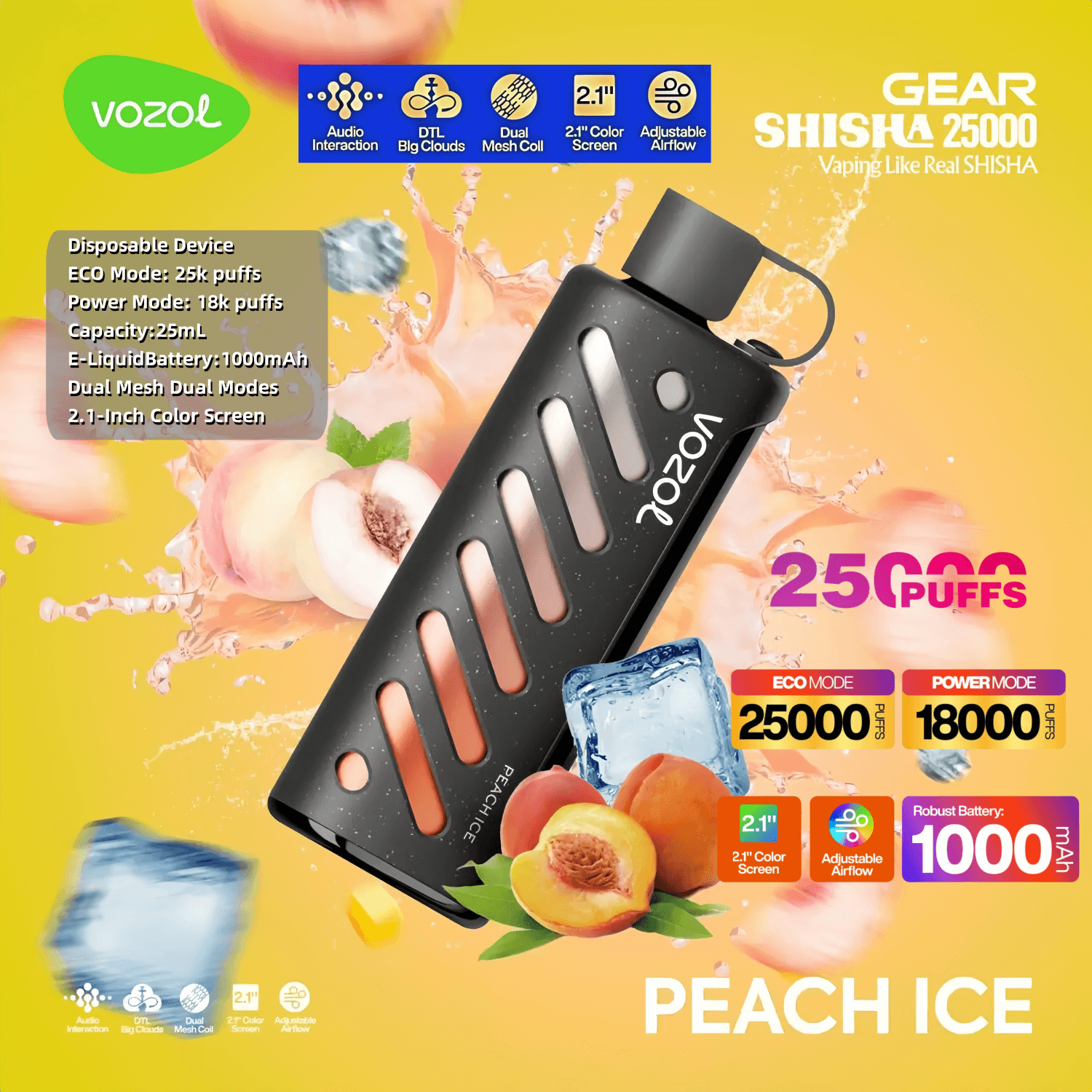 elfbar elfa master akku Vozol GEAR SHISHA 25000 Puffs Disposable Vape Cheap Sale at vapormo.com main image 0