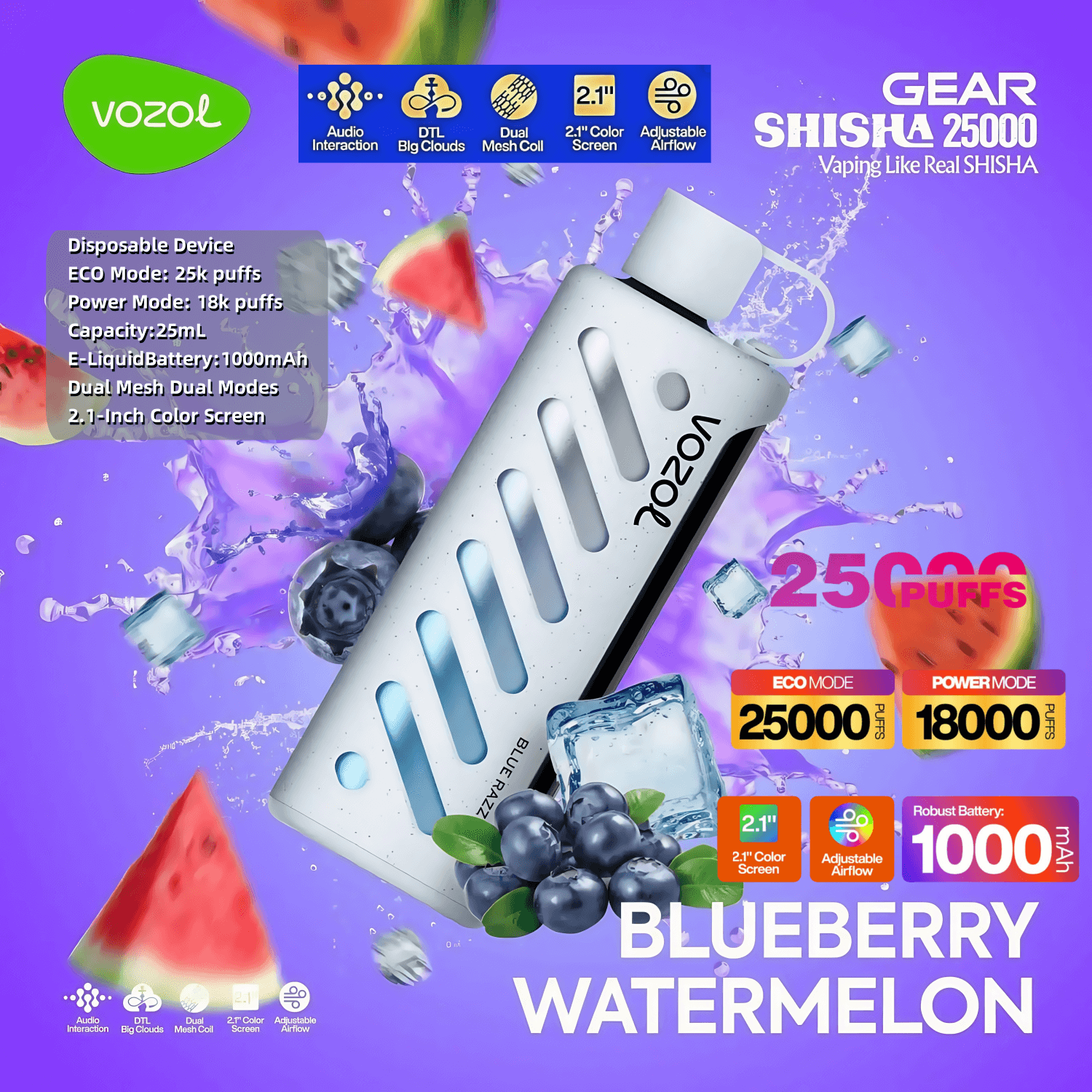 vozol gear 25 Buy Vozol Gear Shisha 25000 Puffs Disposable Vape In Dubai main image 1