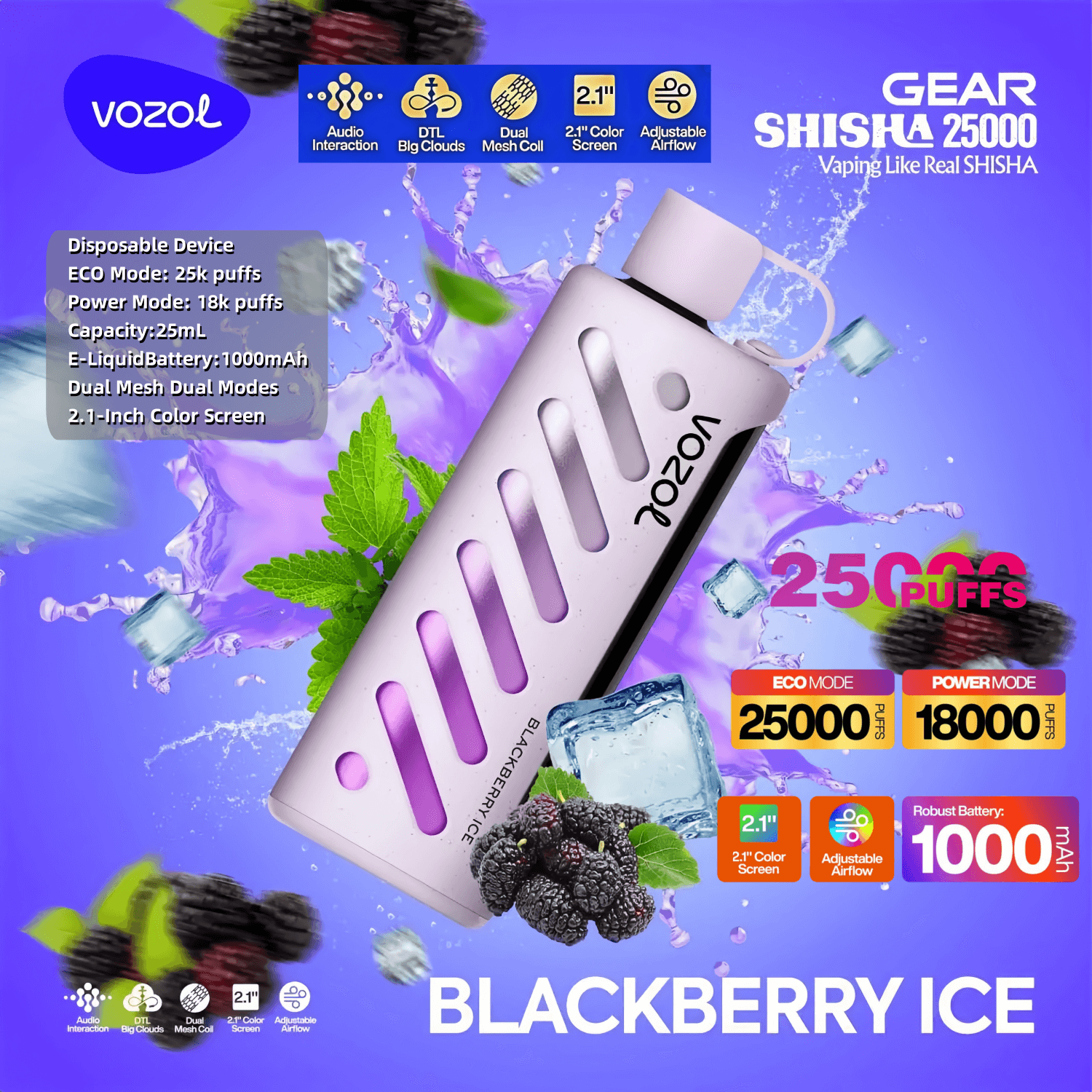 elfbar elfa master akku VOZOL GEAR SHISHA 25000 Puffs Disposable Vape Wholesale – Vapz Vape  Wholesale main image 1