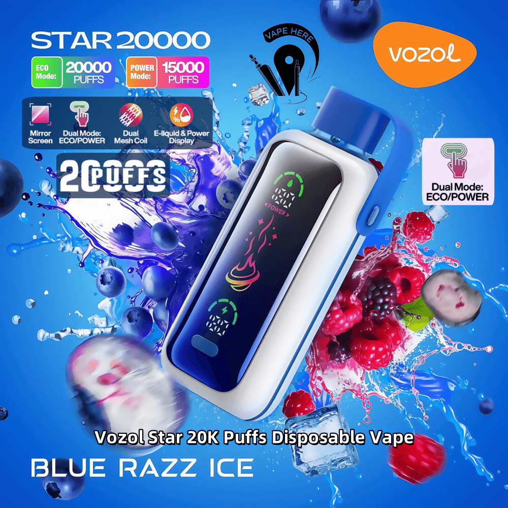 star 20k vozol Vozol Star 20000 20K Puffs Disposable Vape 5% Nicotine 21Tastes Dual Power  Mode Mirror Screen Factory Direct