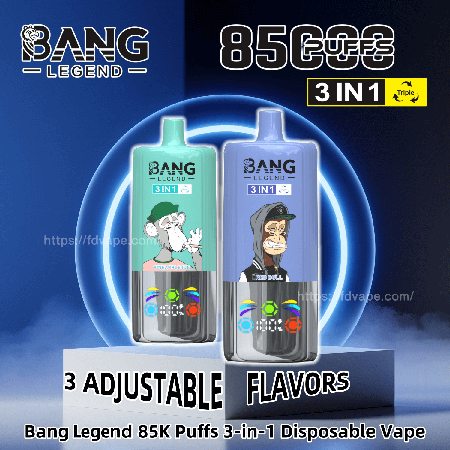 how much is elf bar vape Bang Legend 85000 85K Puffs 3 in 1 Disposable Vape Triple Flavors 0% 2% 3%  5% Nicotine 15Tastes LED Display Screen | Vape Factory Direct