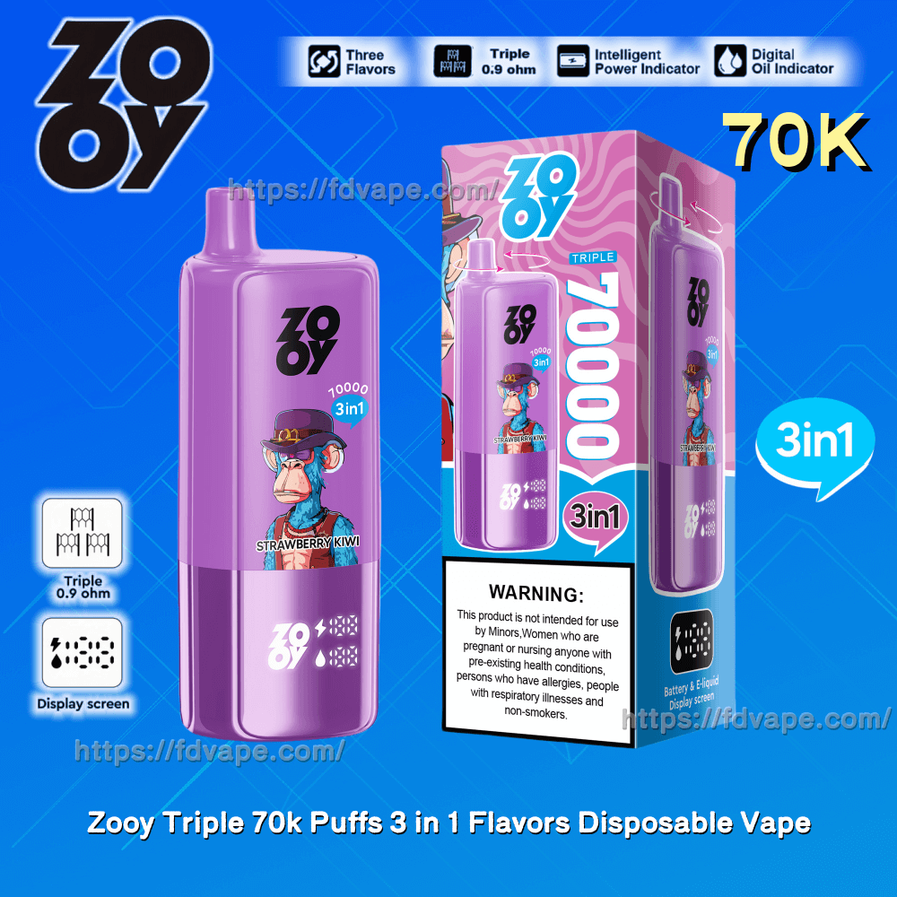 Zooy Triple 70000 70k Puffs 3 in 1 Flavors Disposable Vape 2% 3% 5% Nicotine 12Tastes With Smart Screen | Vape Factory Direct - FDVAPE Zooy Triple 70000 70k Puffs 3 in 1 Flavors Disposable Vape 2% 3% 5% Nicotine 12Tastes With Smart Screen | Vape Factory Direct - FDVAPE