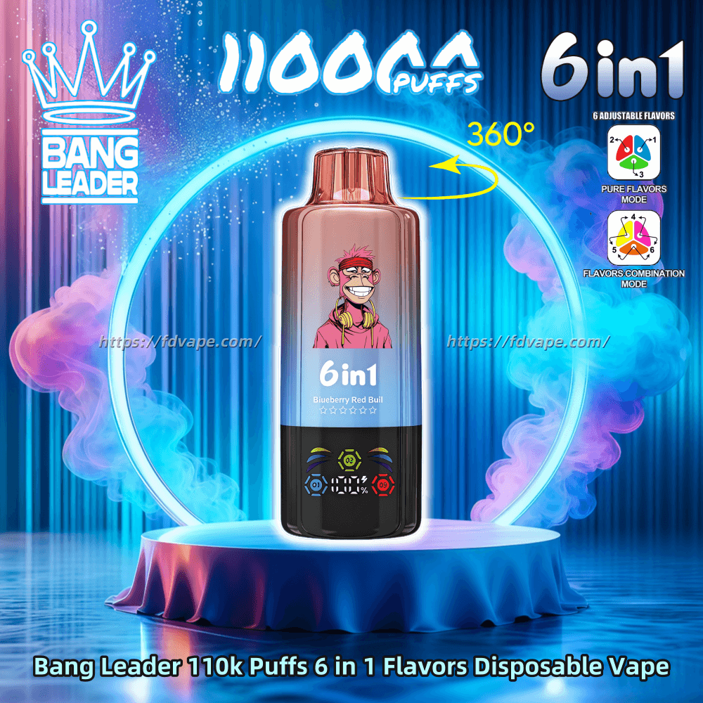 Bang Leader 110000 110k Puffs 6 in 1 Flavors Disposable Vape Adjustable Flavors 2% 3% 5% Nicotine 10Tastes Smart Screen Display | Vape Factory Direct - FDVAPE Bang Leader 110000 110k Puffs 6 in 1 Flavors Disposable Vape Adjustable Flavors 2% 3% 5% Nicotine 10Tastes Smart Screen Display | Vape Factory Direct - FDVAPE