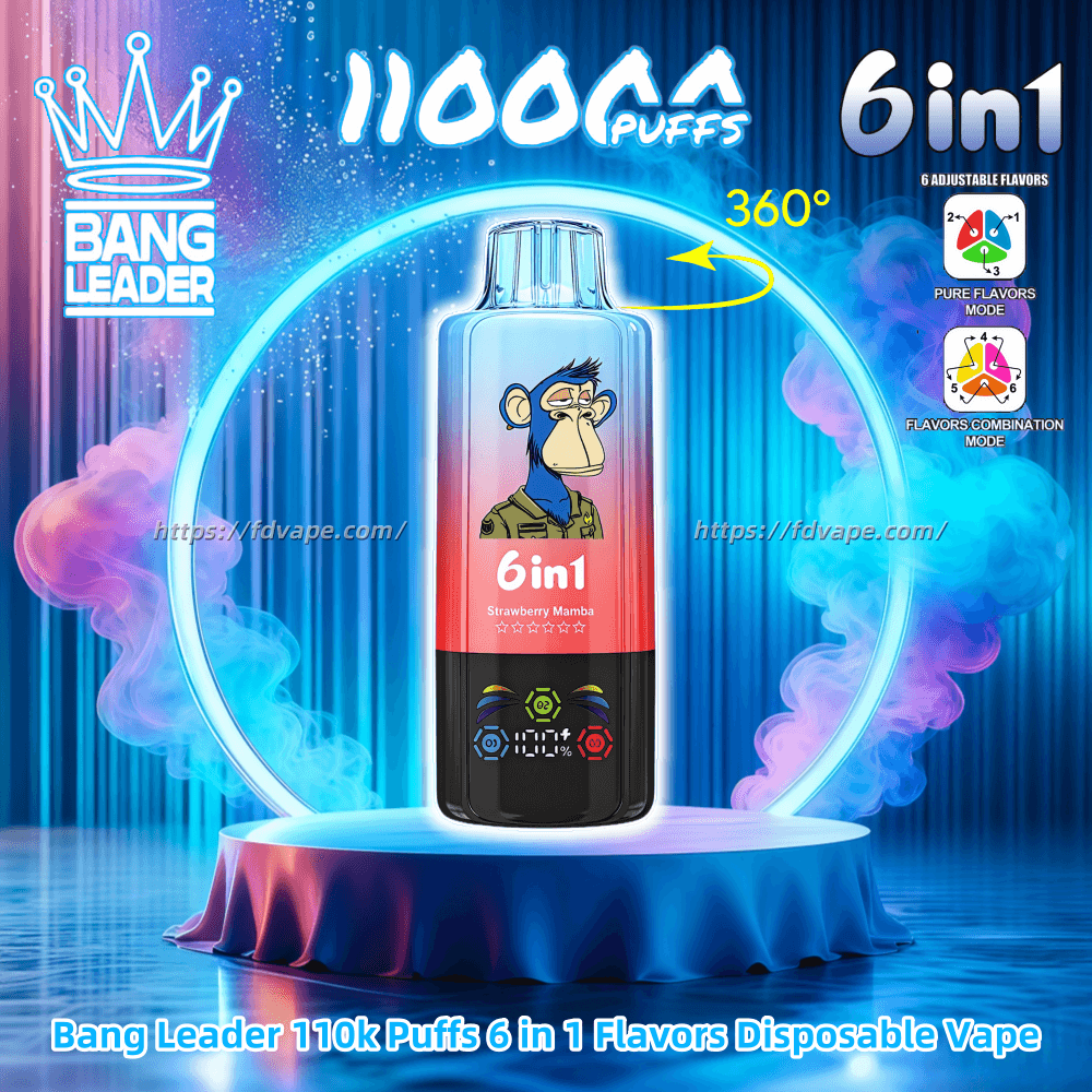 Bang Leader 110000 110k Puffs 6 in 1 Flavors Disposable Vape Adjustable  Flavors 2% 3% 5% Nicotine 10Tastes Smart Screen Display | Vape Factory  Direct - FDVAPE