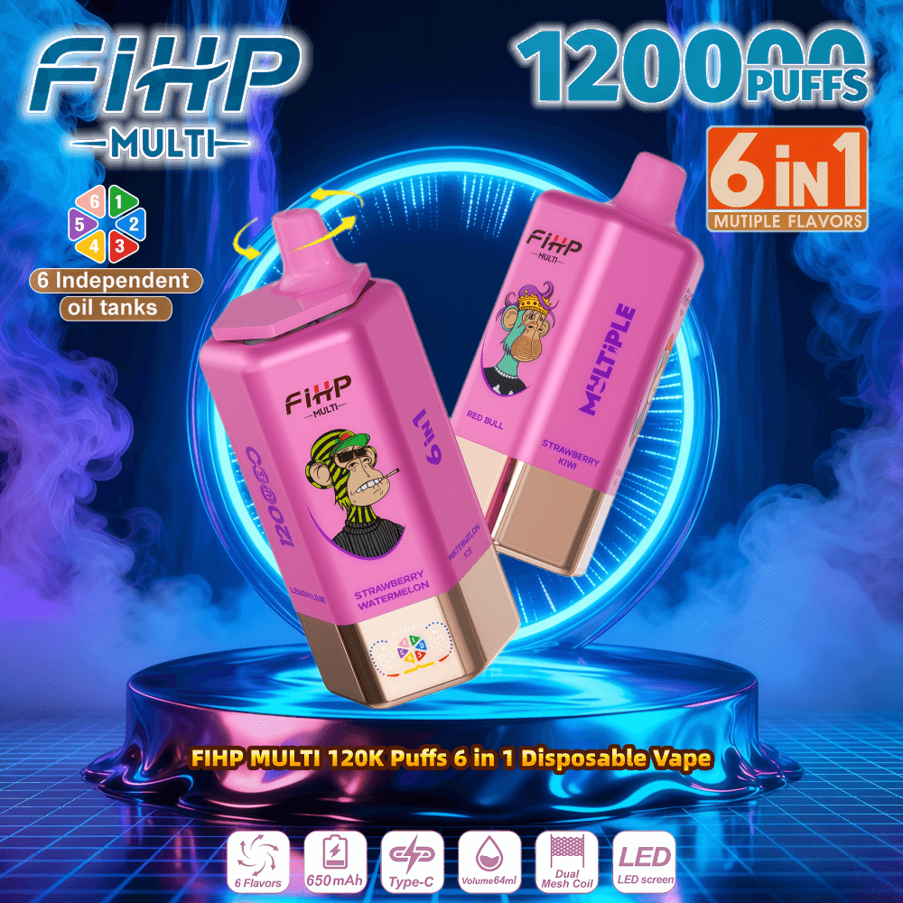 elfbar elfa master akku FIHP MULTI 120000 120K Puffs 6 in 1 Flavors Disposable Vape Dual Mesh Coil  2% 5% Nicotine 12Tastes Smart Screen | Vape-Factory-Wholesale