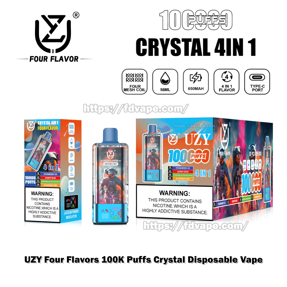 UZY Vier Geschmacksrichtungen 100.000 100K Puffs Einweg-Vape-Kristall 4-in-1-Geschmacksrichtungen 2% 3% 5% Nikotin 10Tastes Smart Display | Vape Factory Grohandel - FDVAPE UZY Vier Geschmacksrichtungen 100.000 100K Puffs Einweg-Vape-Kristall 4-in-1-Geschmacksrichtungen 2% 3% 5% Nikotin 10Tastes Smart Display | Vape Factory Grohandel - FDVAPE