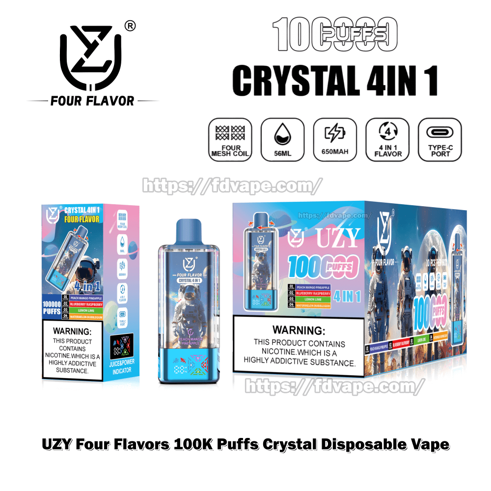 elfbar elfa kaufen UZY Vier Geschmacksrichtungen 100.000 100K Puffs Einweg-Vape-Kristall 4-in-1-Geschmacksrichtungen  2% 3% 5% Nikotin 10Tastes Smart Display | Vape Factory Großhandel