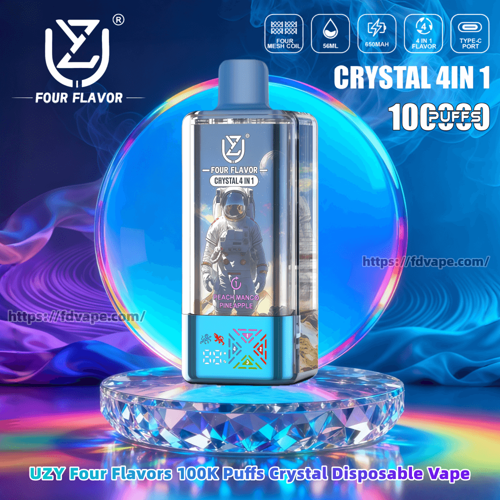 UZY Four Flavors 100000 100K Puffs Disposable Vape Crystal 4 In 1 Flavors  2% 3% 5% Nicotine 10Tastes Smart Display | Vape Factory Wholesale