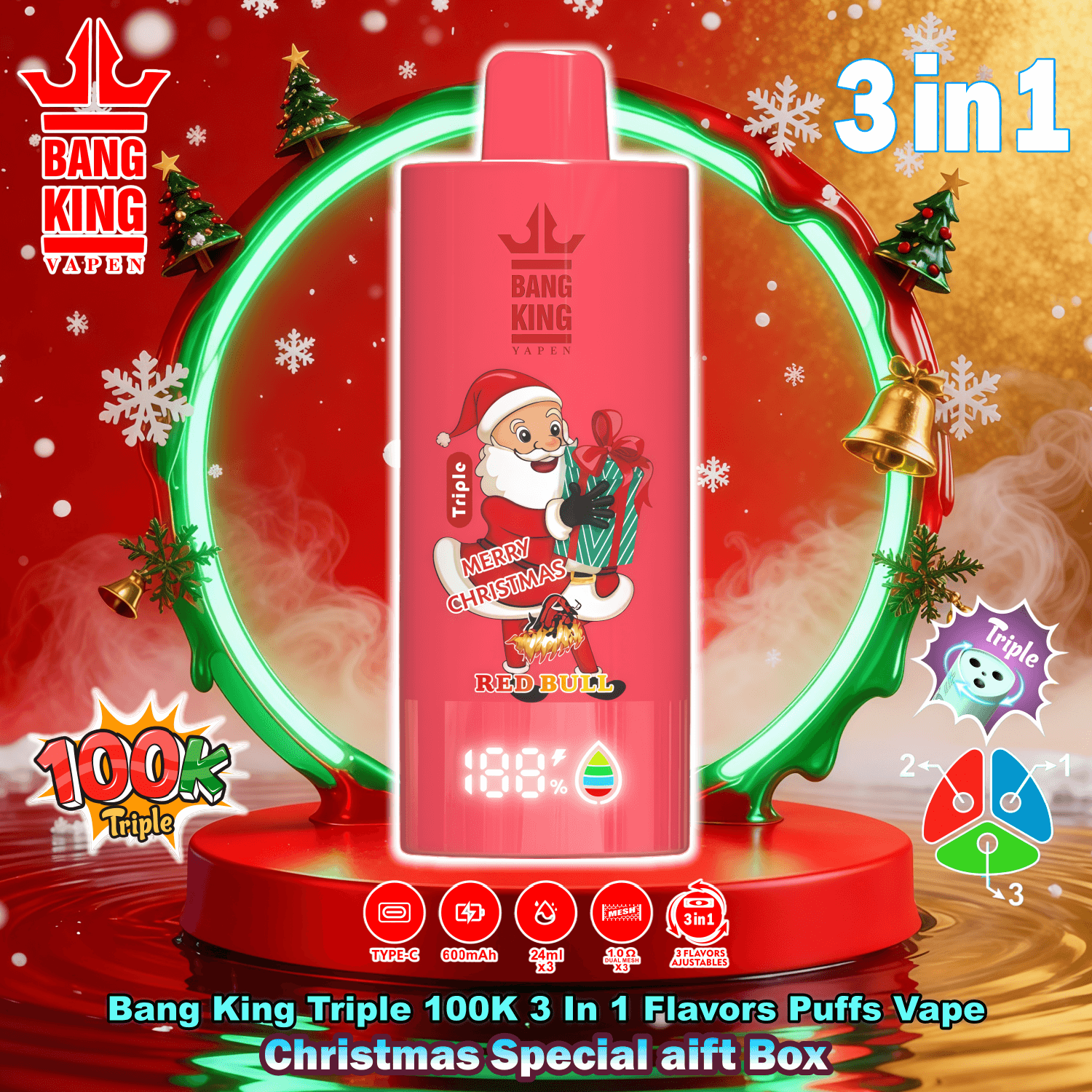 elf bar vape uk Berry Pudding Kush+Eggnog Truffle Flying Horse THC IX+THC-P+THC VIII 3  Flavors in 1 Christmas Edition 9G main image 1