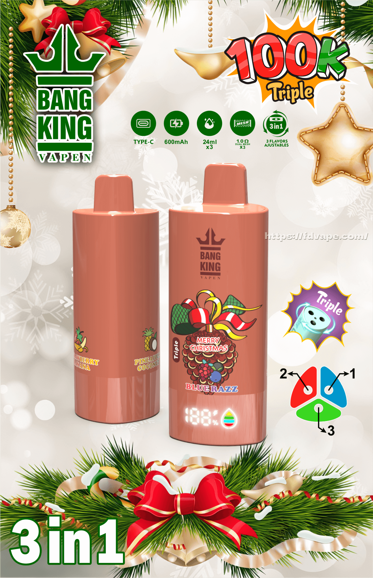 elfbar elfa master akku Geek Bar Pulse X Christmas Edition 25000 Disposable Vape main image 0