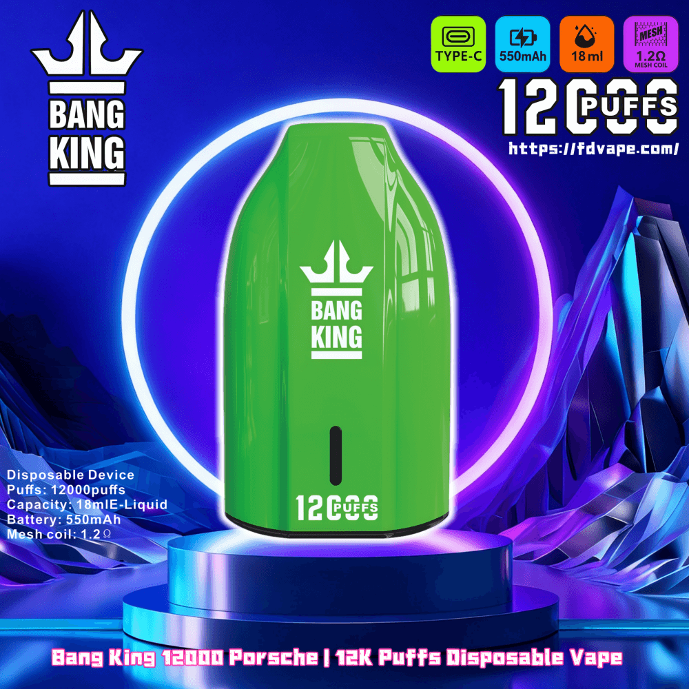 Bang King 12000 Porsche 12K Puffs Disposable Vape 0% 2% 3% 5% Nicotines  12Tastes Rechargeable Battery Vape Factory Wholesale