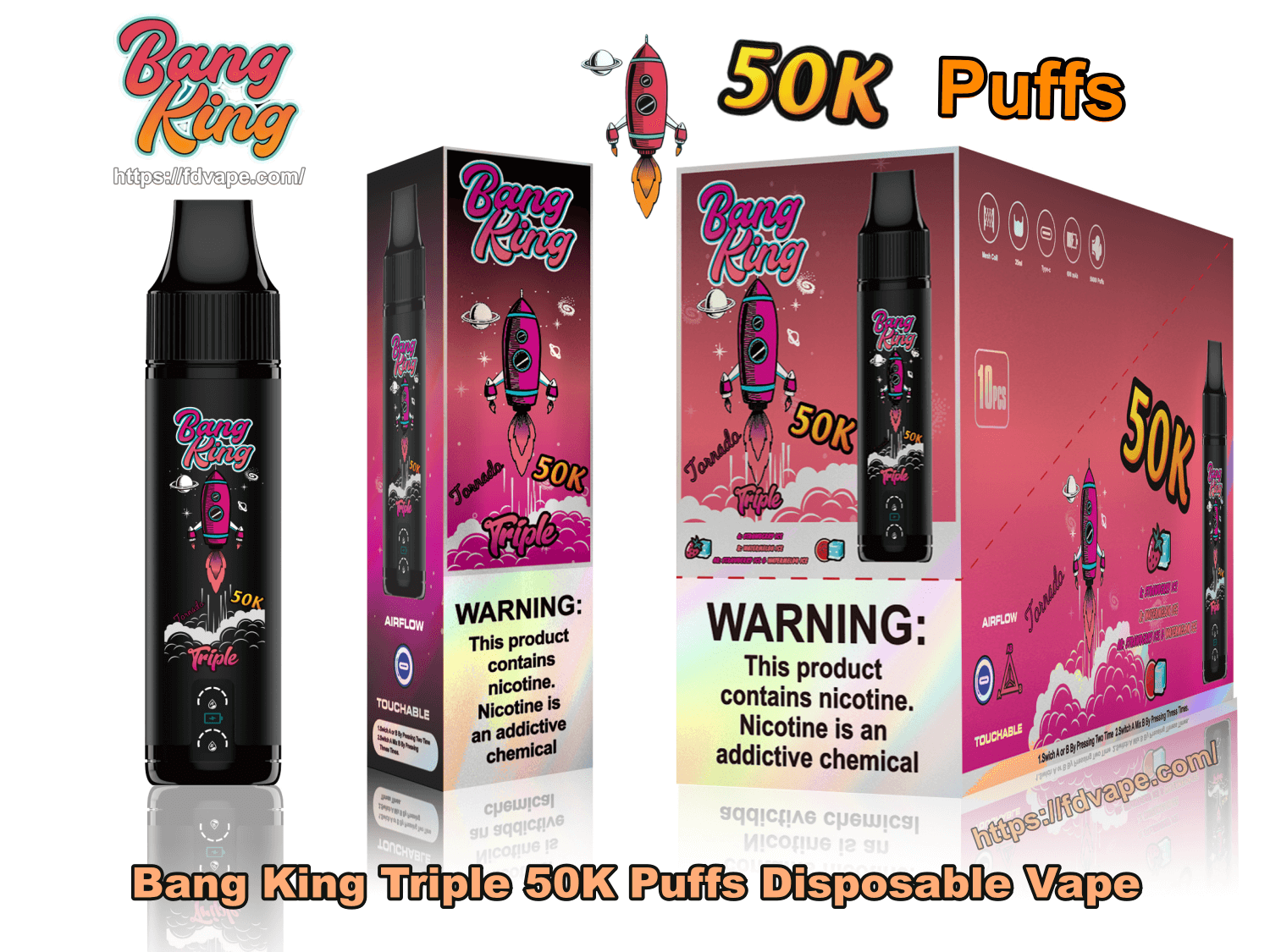 Bang King Triple 50000 Puffs Disposable Vape 3 in 1 Switchable