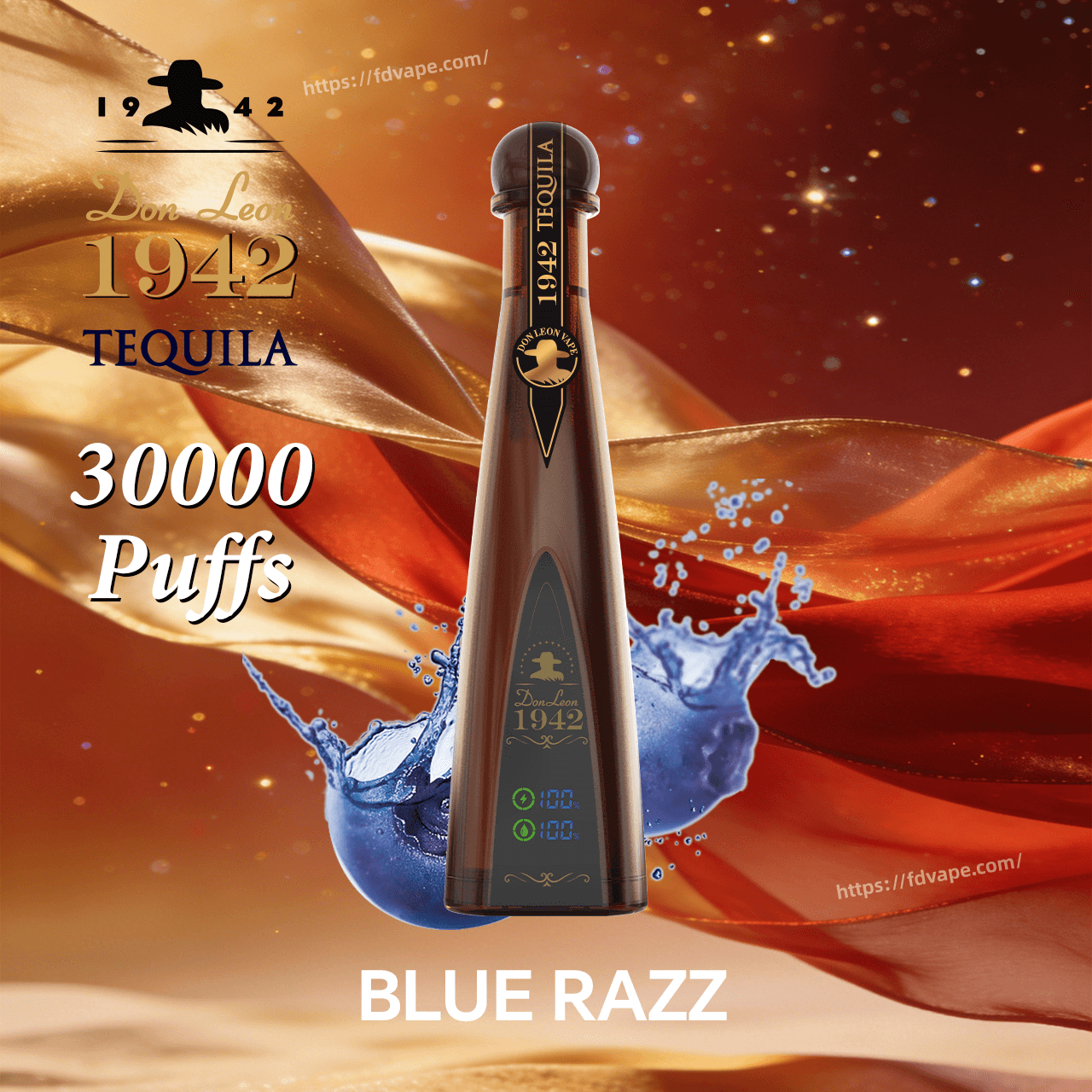 Solaris Tequila Don Leon 1942 30000 30K Puffs Disposable Vape 2% Nicotine  10Taste Smart LED Display Vape Factory Direct