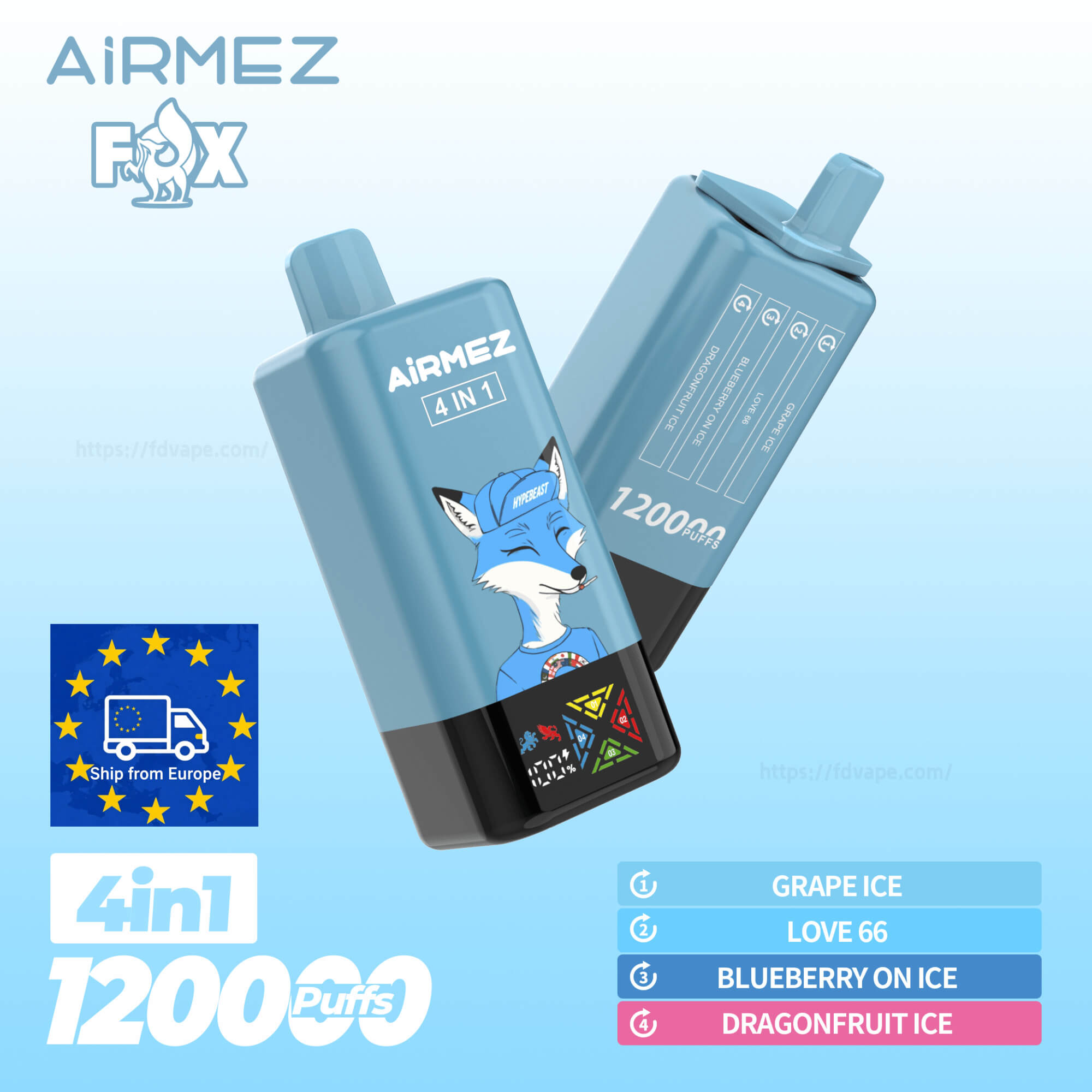 elfbar elfa master akku Airmez Fox 120000 12k Puffs Einweg-Vape – 4-in-1-Geschmacksumschaltung
