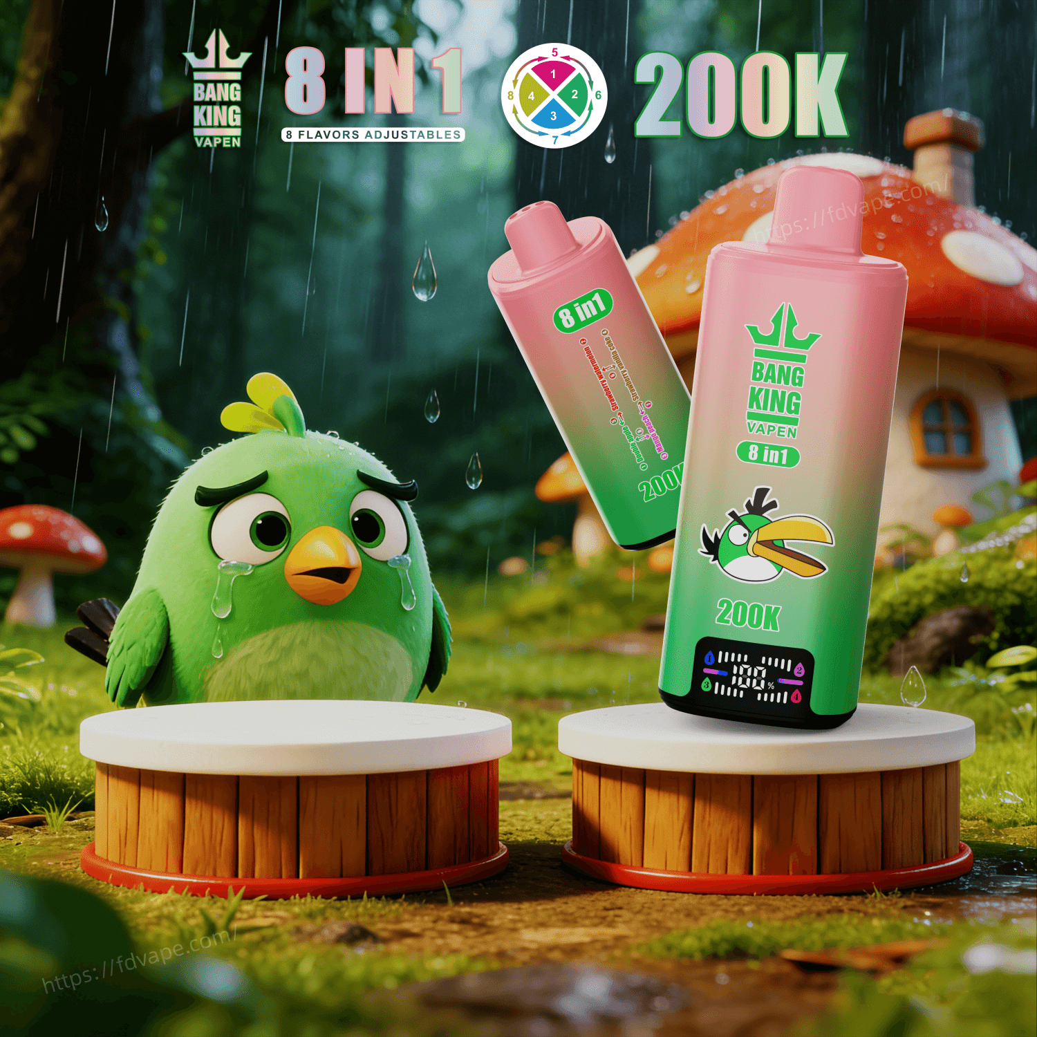switch vape Bang King 200000 200K Puffs 8 In 1 Disposable Vape 8 Flavors Adjustable 0%  2% 3% 5% Nicotin 12Tastes Smart LED Screen Vape Factory Direct