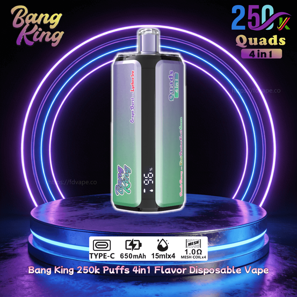 Bang King 250000 250k Puffs 4 in 1 Flavors Disposable Vape 0% 2% 3