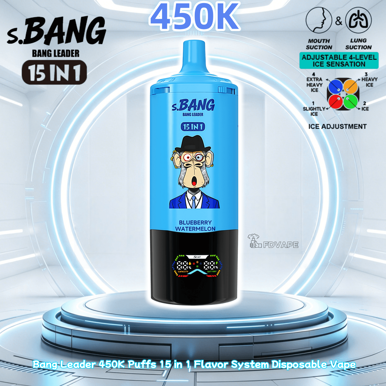 Bang Leader 450000 450k Puffs Disposable Vape  15 In 1 Flavor Beast With  Adjustable Ice Control & Dual MTL DTL Modes - FDVAPE