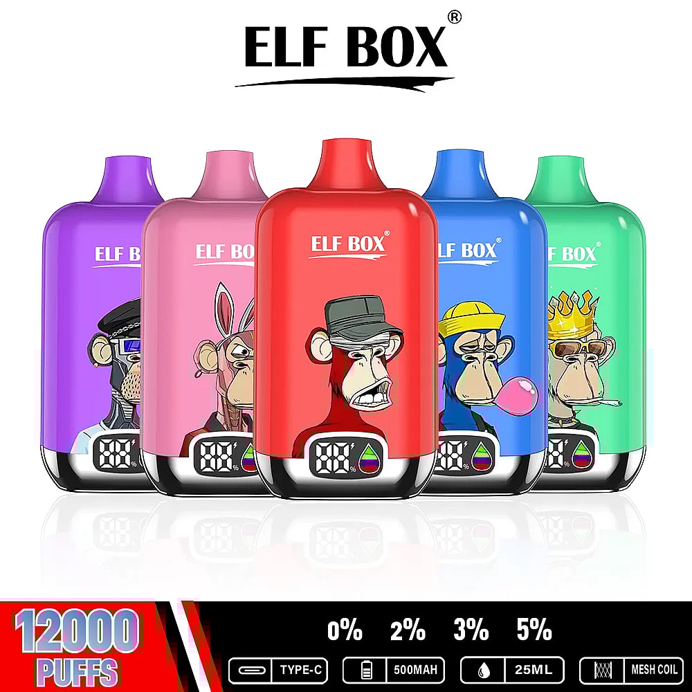 ELF Box Digital 12000 Puffs Disposable Vape 0% 2% 3% 5% Nicotine
