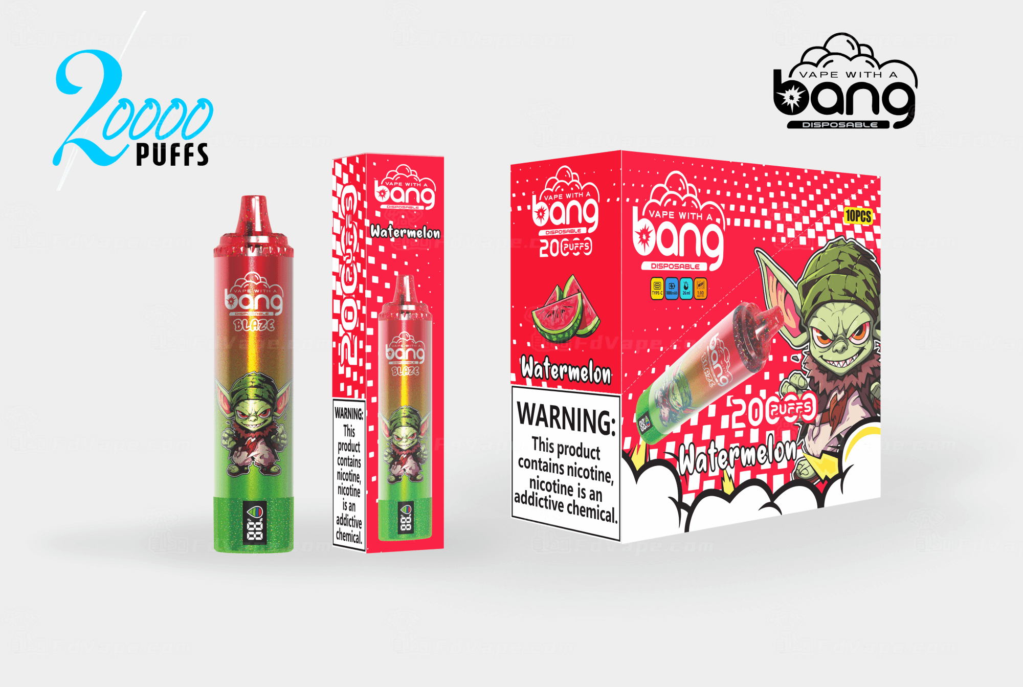 Bang Tornado 20000 20K Puffs Disposable Vape Pen 0% 2% 3% 5% Nicotine  12Tastes LED Display Reliable Factory Direct - FDVAPE