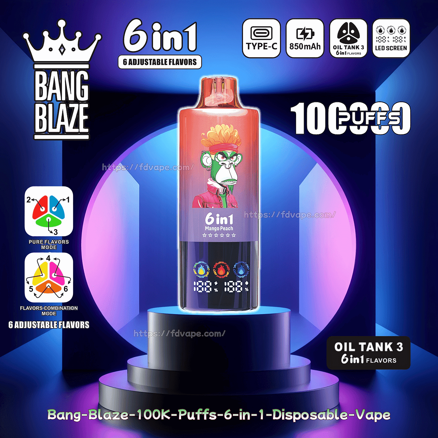 Bang Blaze 100000 100 tys. zaciągnięć 6 w 1 jednorazowy