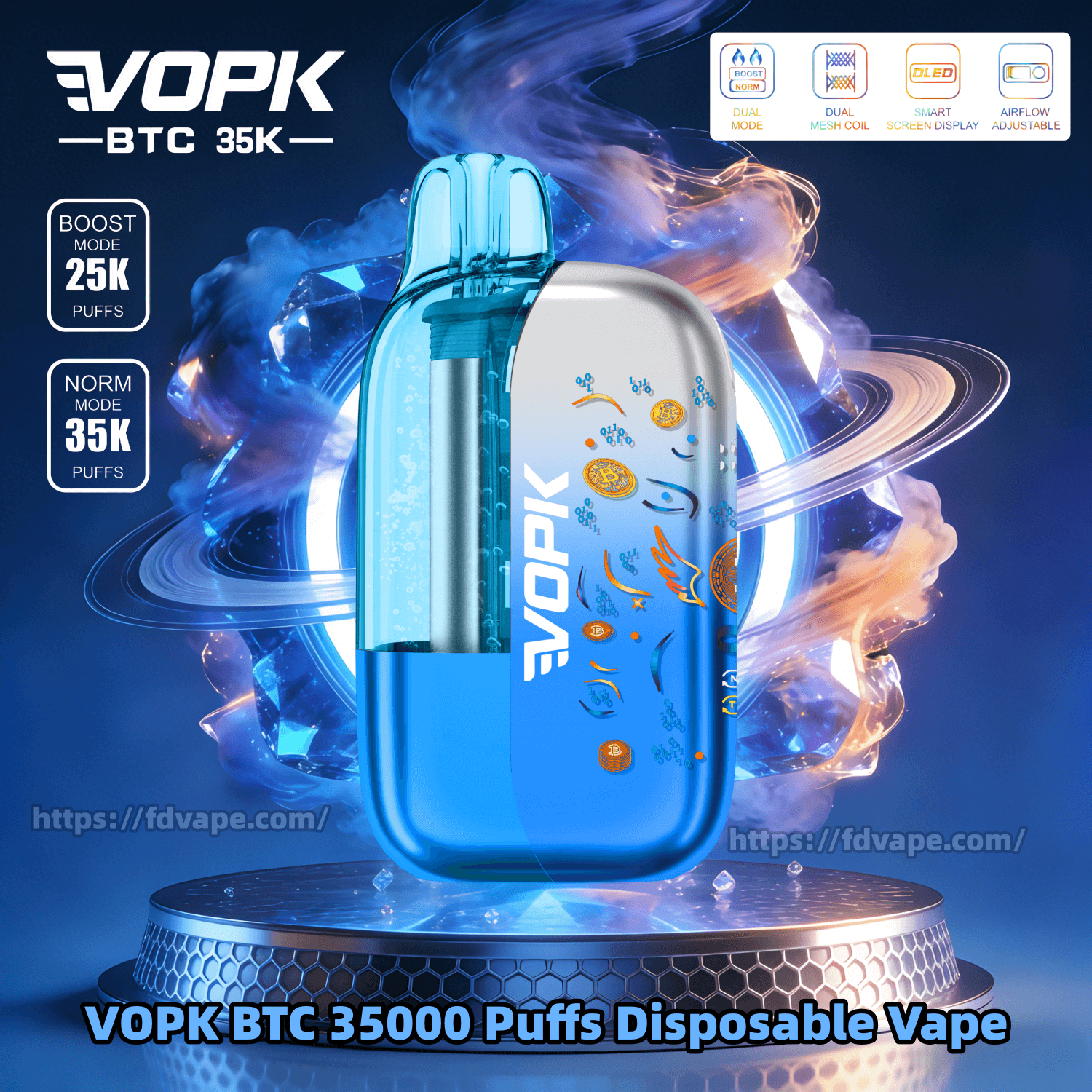 VOPK BTC 35000 35k Puffs Disposable Vape 5% Nicotin 10Tastes Adjustable  Airflow & Dual Power Modes & Full Screen Display Factory Wholesale - FDVAPE
