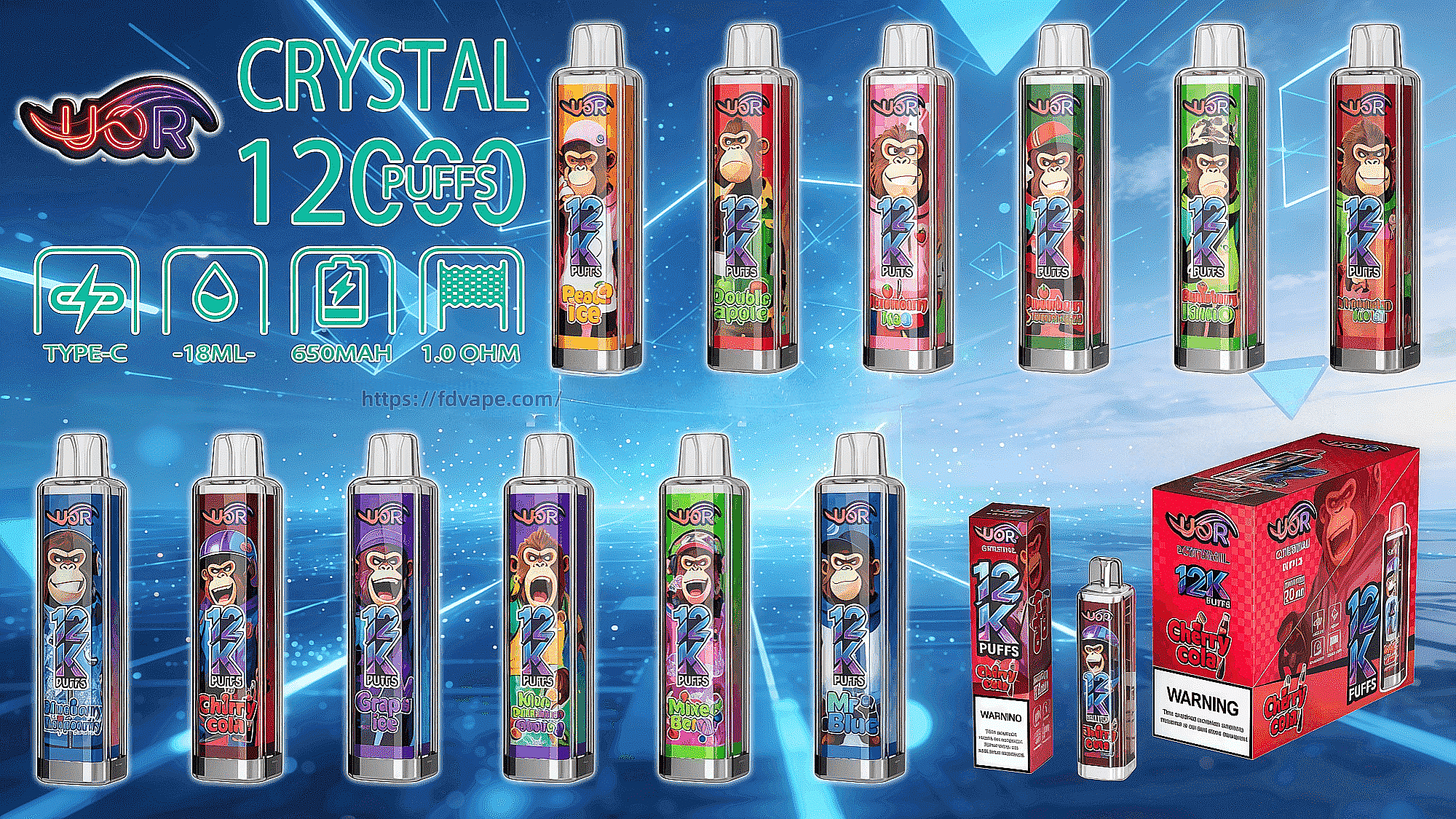 UOR Crystal 12000 12K Puffs Einweg-Vape-Stift 2% Nikotin 12  Geschmacksrichtungen Versand aus der EU Kostenloser Versand Vape Factory  Direct - FDVAPE