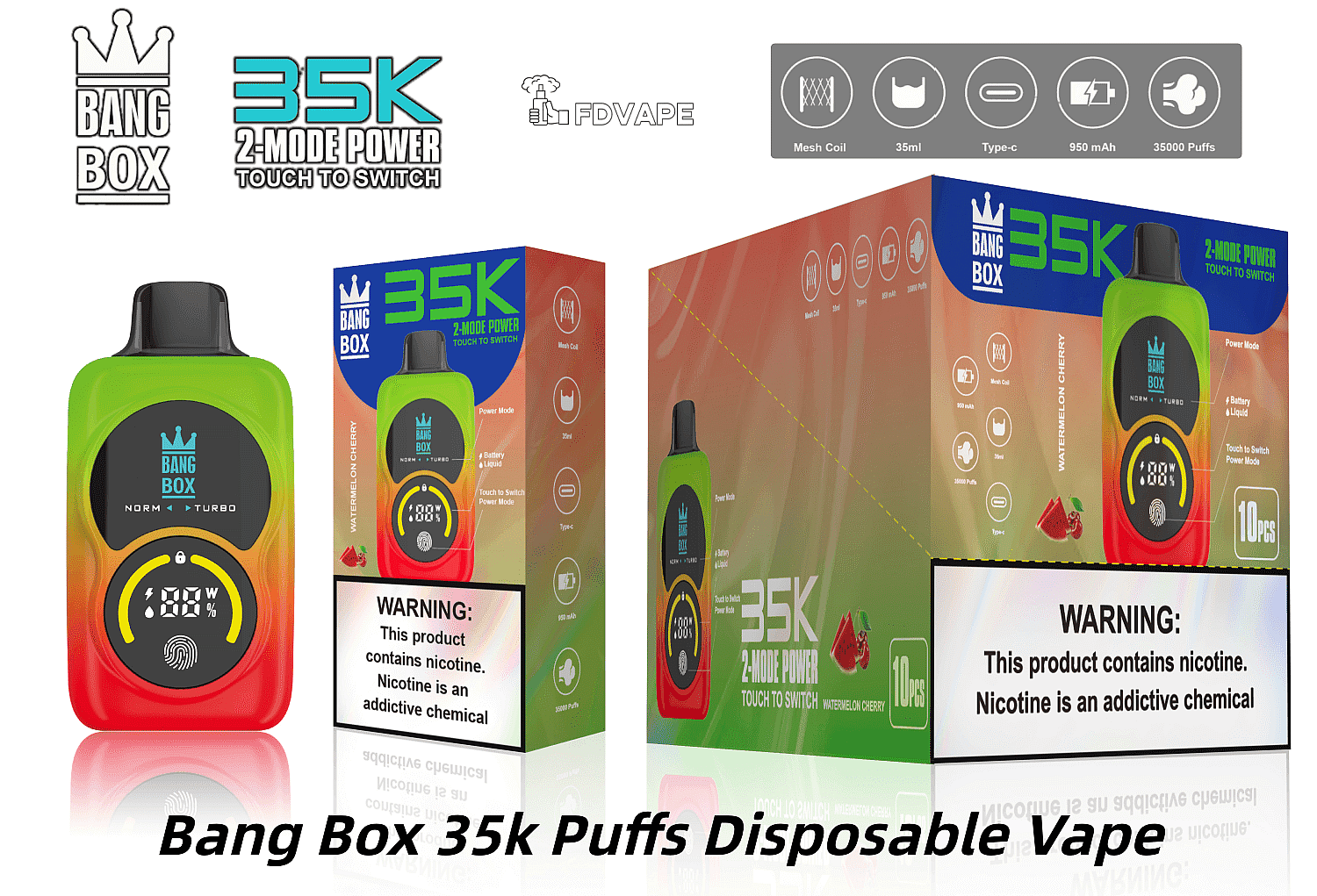 smart screen vape Bang King smartscreen 15000 Puffs 0% 2% 3% 5% Nicotine Rechargeable  Disposable Vape main image 1