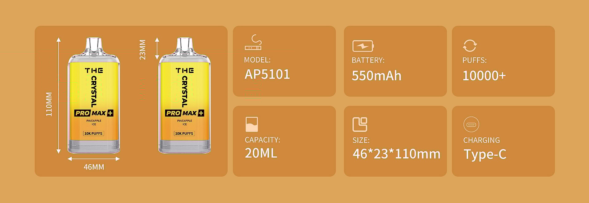 WGA 10k WGA Crystal Pro Max Extra 10000 Puffs Vape Descartável 2% Nikotin 15 Sabores Direto da Fábrica