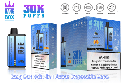Bang Box 30K Puffs disposable vape with a blue gradient bottle beside two blue packaging boxes.