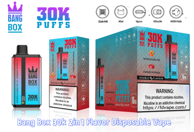 Bang Box 30K Puffs disposable vape: gradient pink-to-blue device with Watermelon Bubble Gum and Strawberry Watermelon flavor boxes.