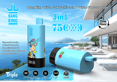 Bang King Triple 75000 75K Puffs Einweg-Vape-Stift 3 in 1 Aromen 0% 2% 3% 5% Nikotin 16Tastes Smart LED-Display Fabrik direkt